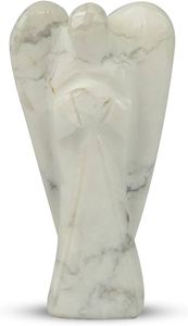 Figura de ángeles de cristal de ágata hecha a mano de 2 pulgadas, piedra de howlita Natural, Ángel, estilo Feng Shui, mascota curativa de bolsillo, venta de piedras preciosas - Product Image 2