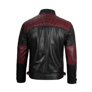 Men's Genuine Cow Skin <b>Leather</b> <b>Jacket</b> with Stand Collar <b>Long</b> Sleeves Canvas Fabric Customized Logo Winter Street Wear-Wholesale - Product Image 3