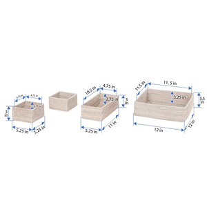 Juego de 4 Cestas Redondas de Ratán Hechas a Mano, Ecológicas, de Almacenamiento, Ratán Natural, Modernas, Multifuncionales, Hechas en Vietnam - Product Image 2