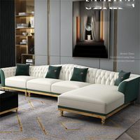 Ensemble de canapé en cuir postmoderne pour combinaison d'angle de salon avec taille de chaise pour meubles de maison pour appartements et villas