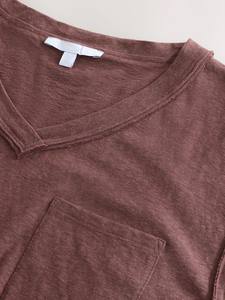 Camiseta de lino elegante para mujer, transpirable de alta calidad y perfecta para ropa informal y actividades al aire libre, cuello en V, ajuste holgado - Product Image 5