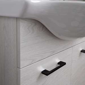 75cm Floor-Standing Bathroom Cabinet with 2 White Oak <b>Doors</b> Sink <b>Mirror</b> and Ravenna Lamp - Product Image 4