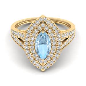 Bague en or massif 14 carats avec pierre précieuse aigue-marine de 1 carat pour femmes, fabriquée à la main, bagues de fiançailles en diamant naturel - Product Image 6