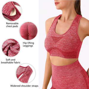 Nuevo al por mayor 2025 cintura alta de dos piezas Fitness Yoga pantalones Push up chaleco transpirable elástico sólido deportes conjunto para mujeres - Product Image 2