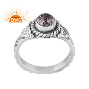 แหวนอัญมณีสังเคราะห์สีดำธรรมชาติสีเงินสเตอร์ลิงออกซิไดซ์ - Product Image 1