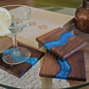 Juego de Posavasos de Madera y Resina Epoxi Ecológicos de Lujo, Estilo Indio, Grosor Personalizado, para Decoración del Hogar, Vajilla Saniya - Product Image 4