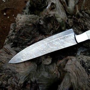 มีดเชฟเหล็กกล้าคาร์บอนงานแฮนด์เมดออกแบบอย่างสวยงามมีดดามัสกัสใบมีดสแตนเลสด้ามไม้ DIY - Product Image 5