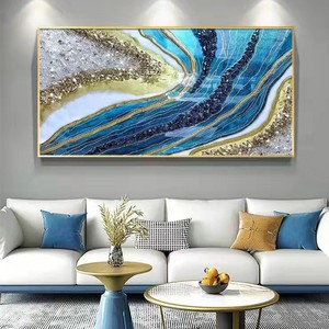 Poster murale di cristallo astratto di lusso rosa blu di lusso moderno dipinto di arte della parete per soggiorno decorazione della casa - Product Image 1
