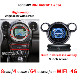 Krando 9 "navegación Android para BMW <span class=keywords><strong>Mini</strong></span> Cooper R55 R56 R60 <span class=keywords><strong>2007</strong></span> - 2014 unidad principal estéreo de coche compatible con Carplay inalámbrico 4G WIFI - Product Image 2