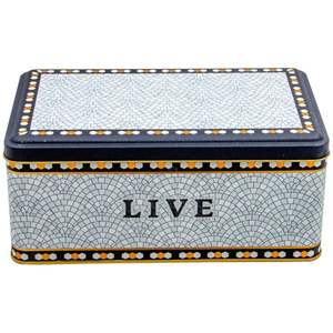 3.1L Rectangular Metal <b>Storage</b> Tin <b>Box</b> 140x240x100 mm Geometric Mosaic Pattern <b>Decorative</b> <b>Storage</b> <b>Box</b> - Product Image 1
