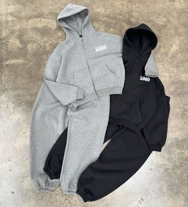 Survêtement à capuche pour hommes, tricoté, respirant, sweat-shirt et pantalon de jogging, vêtements de sport décontractés personnalisés, ensemble deux pièces OEM - Product Image 1