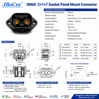 Connecteur de panneau femelle JBoCnt DM60 100A 2+1+7, 10 broches, hybride, pour alimentation et signal, en nylon IP67, pour vélo électrique