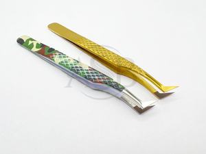 แหนบต่อขนตาปลอมทำจากสเตนเลสสตีลสีทองแบบมืออาชีพแหนบปลายแหลมนาโนแบบใช้มือทดสอบปริมาณ - Product Image 5