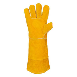 Guantes de soldadura de seguridad Industrial de alta resistencia, cuero de vaca reforzado, guantes de barbacoa lisos resistentes a la abrasión, protección de manos - Product Image 4