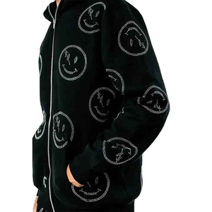 High Quality Fully Customized Men Hooded Casual Breathable Comfortable Anti Wrinkle Latest Design Rhinestone <b>Track</b> <b>Suit</b> - Product Image 2