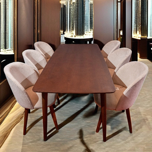 Enlander Ensemble de salle à manger moderne de 6 places avec design rectangulaire en bois de frêne brun massif pour la maison, la villa, l'hôtel et le restaurant - Product Image 1