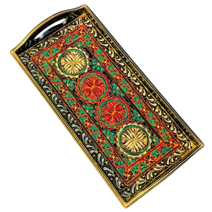 Plateau en bois peint à la main Swati Art, plateau de service en bois peint à la main en gros, plateau en bois peint à la main culturel - Product Image 1