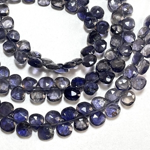 Cuentas de Briolette con forma de corazón facetado de iolita azul natural 5,5-6,5 MM suministros de joyería al por mayor para ABALORIOS - Product Image 4