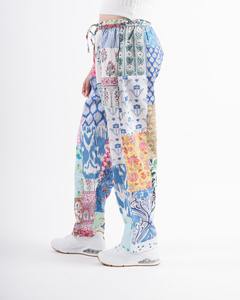 Vente en gros de pantalons harem patchwork toutes saisons avec taille élastique vêtements de festival d'été pour femmes et hommes avec poches - Product Image 3