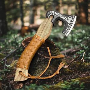 Hachas Vikingas de Acero de Calidad Industrial Steel Craft International, Cabeza de Hacha de Doble Hoja, Mango de Madera, Hoja de Acero al Carbono, Hacha de Corte - Product Image 1