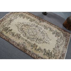 พรมขนสัตว์6.7ft สีเบจสีน้ำตาลคลาสสิกขนาด3.9 x แบบตุรกีดีไซน์แบบเย็บปะติดสำหรับทางเข้าห้องนั่งเล่นหรือห้องนอน - Product Image 4