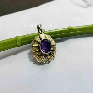 Colgante fino de Plata de Ley 925 hecho a mano con ajuste de bisel de alta calidad, piedra preciosa de amatista natural, accesorio de fiesta para mujer - Product Image 3