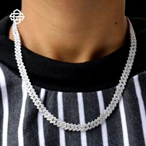 Luxe Hiphop Moissanite Cubain Lien Chaîne Collier pour Hommes Glacé Bling Tennis Ras Du Cou Bijoux En Acier Inoxydable Diamant Look - Product Image 4