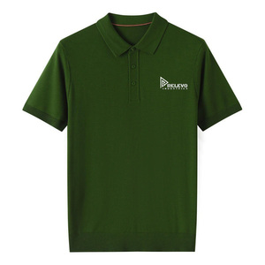 Nuevo Polo de lana de punto de alta calidad al por mayor para hombre, Polo corto de lana fino con logotipo personalizado para hombre, Polo de talla cómoda 220GSM - Product Image 2