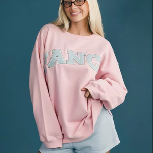 Vêtement pour femme surdimensionné en molleton de coton mélangé, fabrication en gros, qualité supérieure, automne/hiver 2025, devant long, style français - Product Image 1