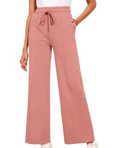 Pantalon de jogging côtelé taille haute pour femme, extensible avec taille élastique et cordon de serrage, vente en gros - Product Image 6