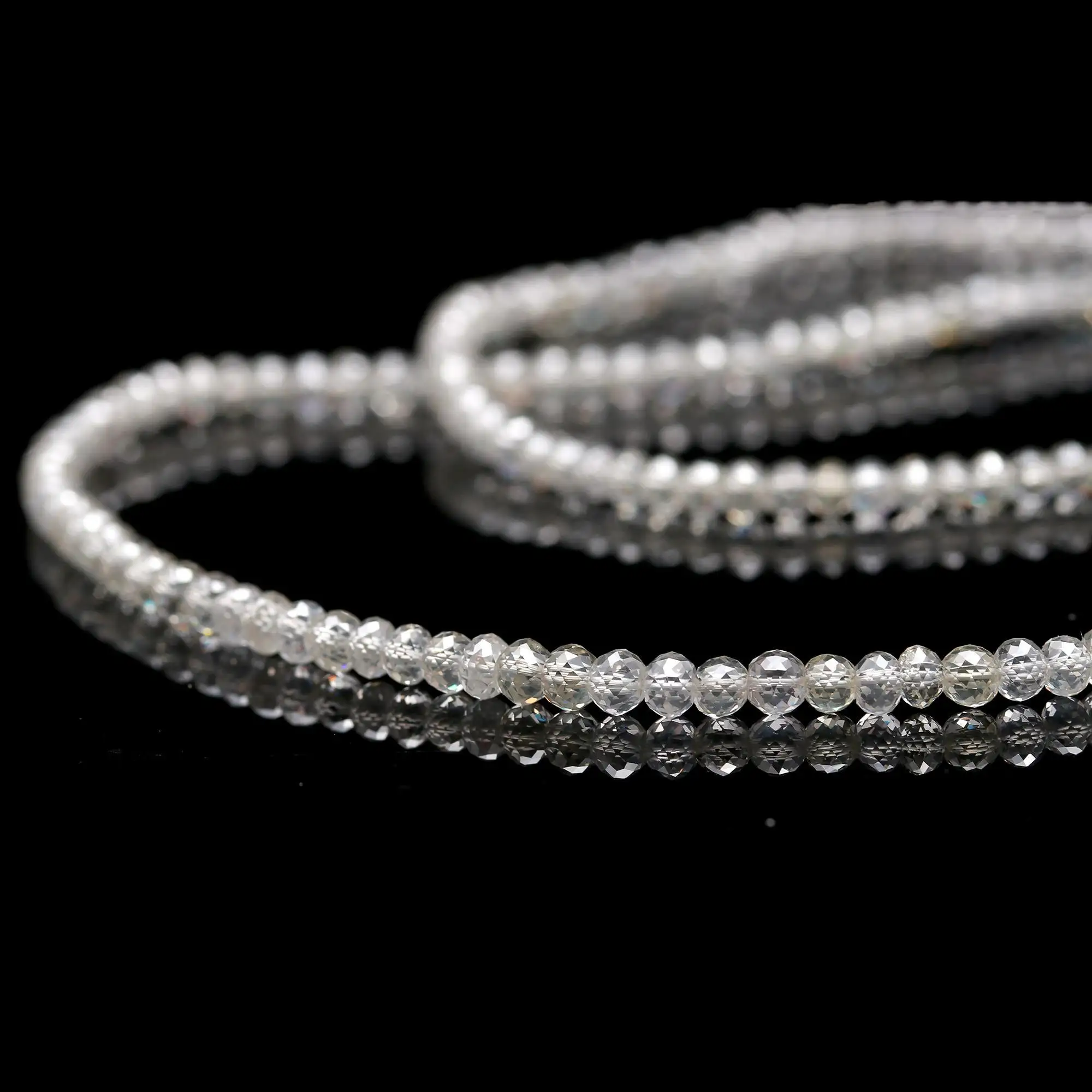 Cuentas de Rondelle facetadas de diamante blanco claro raro NATURAL 3mm, 3,5mm cuentas de fabricación de joyas de diamantes de alta calidad [VENDIDO EN PIEZAS]
