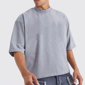 T-shirt court pour homme en coton de haute qualité 100% coton, épaules tombantes, poids lourd, streetwear, t-shirt court pour homme - Product Image 1