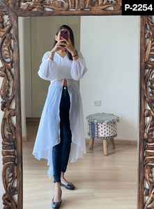 Nueva llegada étnica Faux Georgette listo Kurtis para las mujeres de talla grande Casual fiesta Festival desgaste indio y paquistaní ropa - Product Image 4