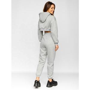 ชุดวอร์มฤดูหนาวของผู้หญิง2ชิ้นชุดวอร์มผ้าคอตตอนมีฮู้ดผ้าโพลีเอสเตอร์ออกแบบโลโก้ได้ตามที่ต้องการ - Product Image 4