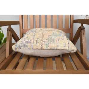 Luxury 14x14 Wool Pillow Vintage <b>Fluffy</b> Beige Kantha Patchwork Woven <b>Cushion</b> for Bedding Sofa Decor Portable 18x18 Inch Floor - Product Image 5