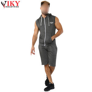 <b>Men</b> Sleeveless <b>Hoodies</b> <b>and</b> <b>Shorts</b> <b>set</b> custom logo Bottoms Gym <b>Set</b> Casual 2 Piece Outfits Tracksuit <b>Set</b> - Product Image 6