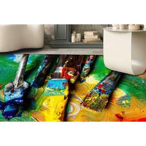 Colorful Brush Stroke <b>Rugs</b>, Painter Brushes <b>Rug</b>, Paint <b>Rug</b>,<b>Chenille</b> <b>Rug</b> - Product Image 4