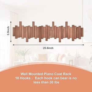 Solid Handmade Natural Wood Coat <b>Rack</b> With 10 Hooks Wall-Mounted Entry Way Coat <b>Rack</b> for Clothing Bathroom Bedroom Kitchen Use - Product Image 2