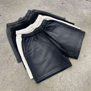 กางเกงขาสั้นผู้ชายสไตล์วินเทจ ผ้าโพลีเอสเตอร์/คอตตอนคุณภาพสูง เอวยางยืด ลายเรียบ ผ้า Worsted แบบสบายๆ ผ้าเฟรนช์เทอร์รี่ - Product Image 1