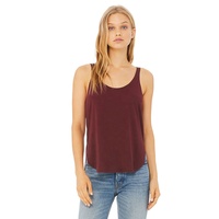 Tank Top Wanita Bella Canvas Model Flowy dengan Belahan Samping dan Pita Rumbai - Bernapas, Ramah Lingkungan, Kasual untuk Lari, Gym, Yoga