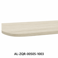 Table de réunion carrée compacte avec plateau en bois grainé beige clair et piédestal blanc pour les zones de réception et de discussion au bureau