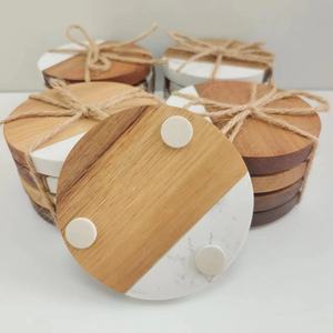 Posavasos de Madera Natural Decorativos Hechos a Mano al por Mayor, Posavasos de Madera, Posavasos de Mármol de Madera Blanco y Negro - Product Image 3