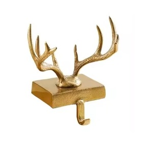 Soporte de calcetín de Metal con forma de cabeza de ciervo único chapado en oro para vacaciones Pascua Navidad soporte de calcetín de regalo hecho a mano - Product Image 1