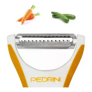 Éplucheur de pommes de terre multifonction Pedrini et lame à julienne en plastique blanc et orange 04GD167 Outil pour fruits et légumes - Product Image 2