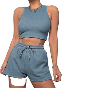 Conjuntos informales de verano de dos piezas, Tops cortos de algodón, conjuntos de 2 piezas para mujer, ropa de mujer, conjuntos de mujer 2026 - Product Image 2