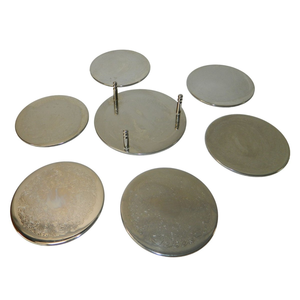 Posavasos de acero redondos clásicos 4, metal fundido con piedra de vidrio, alfombrillas y almohadillas de aluminio, estilo de colección - Product Image 6