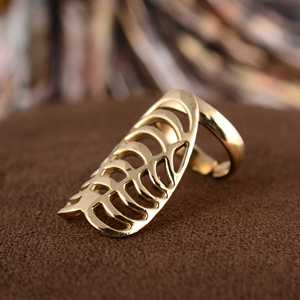 Exclusive <b>Gothic</b> Skeleton Ring Punk Brass Knuckle Women 18k Gold Plated Hollow Armor Geometric Full Finger for Wholesale OEM ODM - Product Image 5