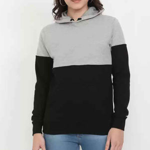 Sudadera con capucha de diseñador de color sólido informal para mujer, ropa de calle personalizada con panel de contraste teñido para invierno - Product Image 5