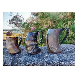<b>Viking</b> horn beer mug natural finish traditional natural horn drinking vessel rustic handmade cattle horn mug - Product Image 1