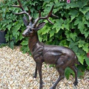 ตุ๊กตากวางเรนเดียร์แบบยืนอุปกรณ์ในสวนสำหรับตกแต่งงานหัตถกรรมทองสัมฤทธิ์กวางพร้อมเขากวางกลางแจ้งแสดงภาพสัตว์ศิลปะขนาดเท่าสัตว์ - Product Image 3
